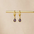 Golden Purple Teardrop Earrings