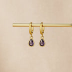 Golden Purple Teardrop Earrings