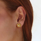 Golden Sunflower Stud Earrings
