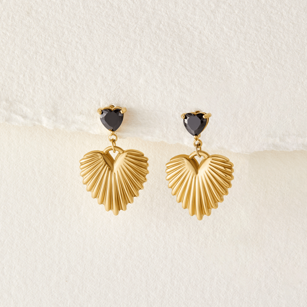 Hera Gold Heart Drop Earrings