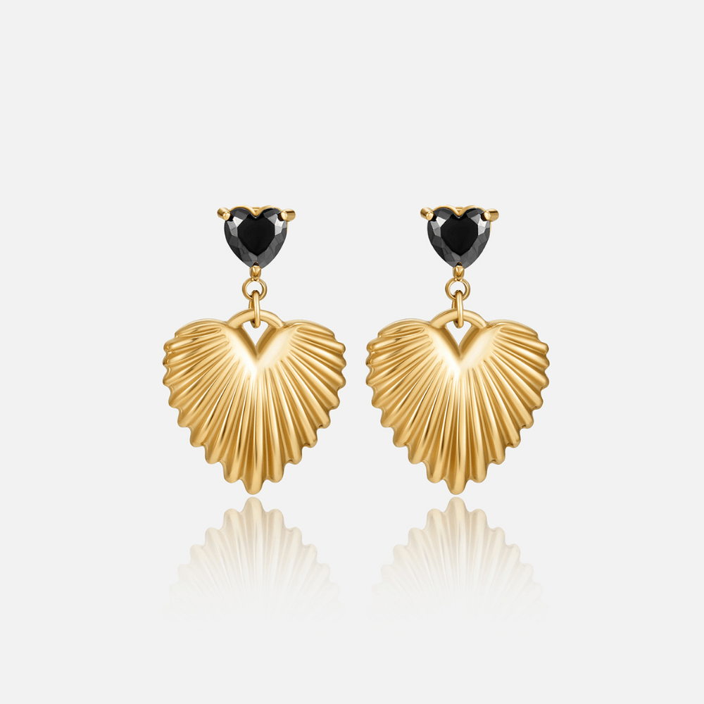 Hera Gold Heart Drop Earrings