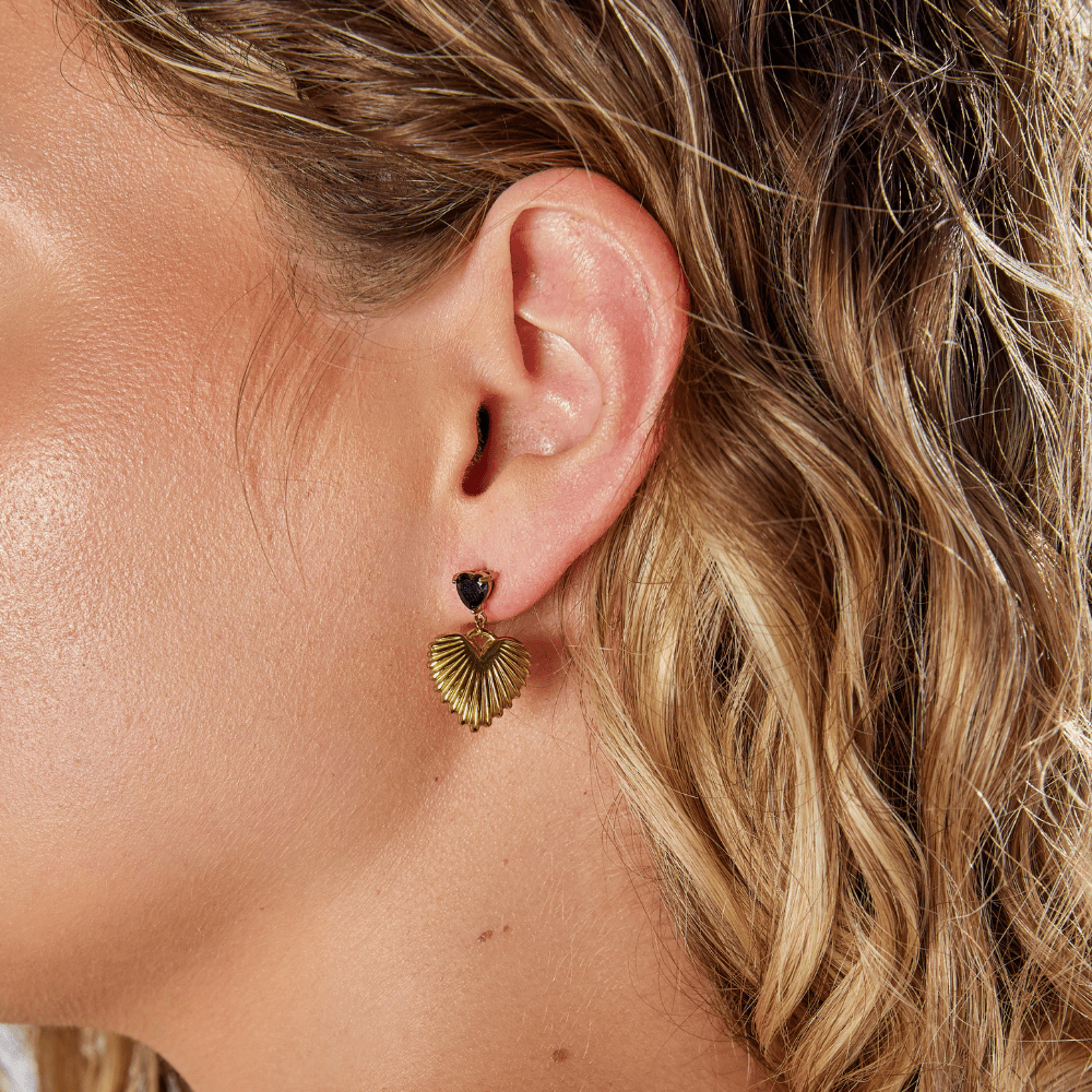 Hera Gold Heart Drop Earrings