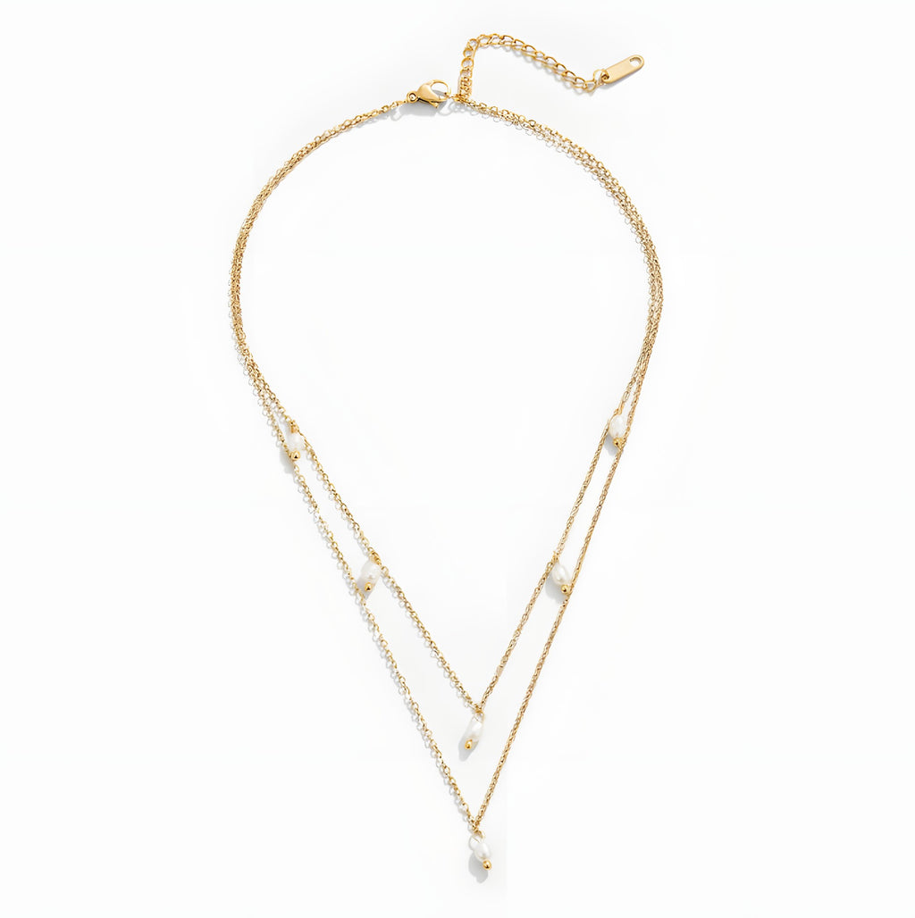 Kayla Pearl Drop Layered Necklace