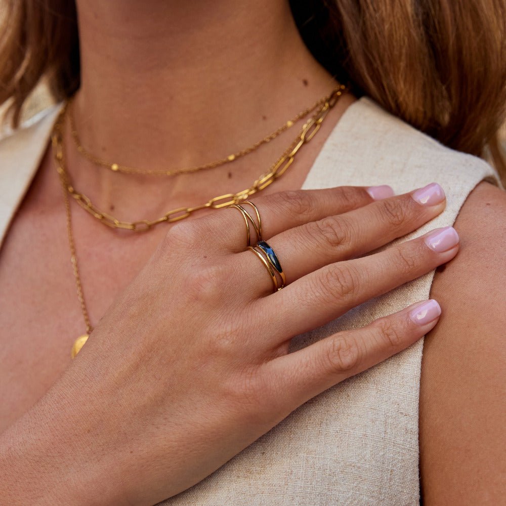 Layered Black Sahara Gold Ring