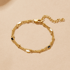 Layered Black & White Stone Bracelet