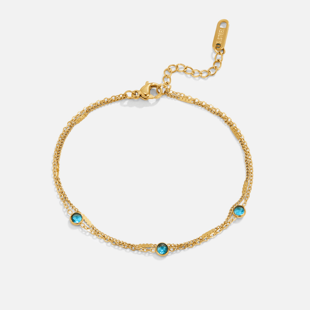 Layered Blue Athena Crystal Bracelet