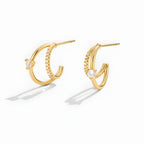 Layered Crystal Gold Hoop Earrings
