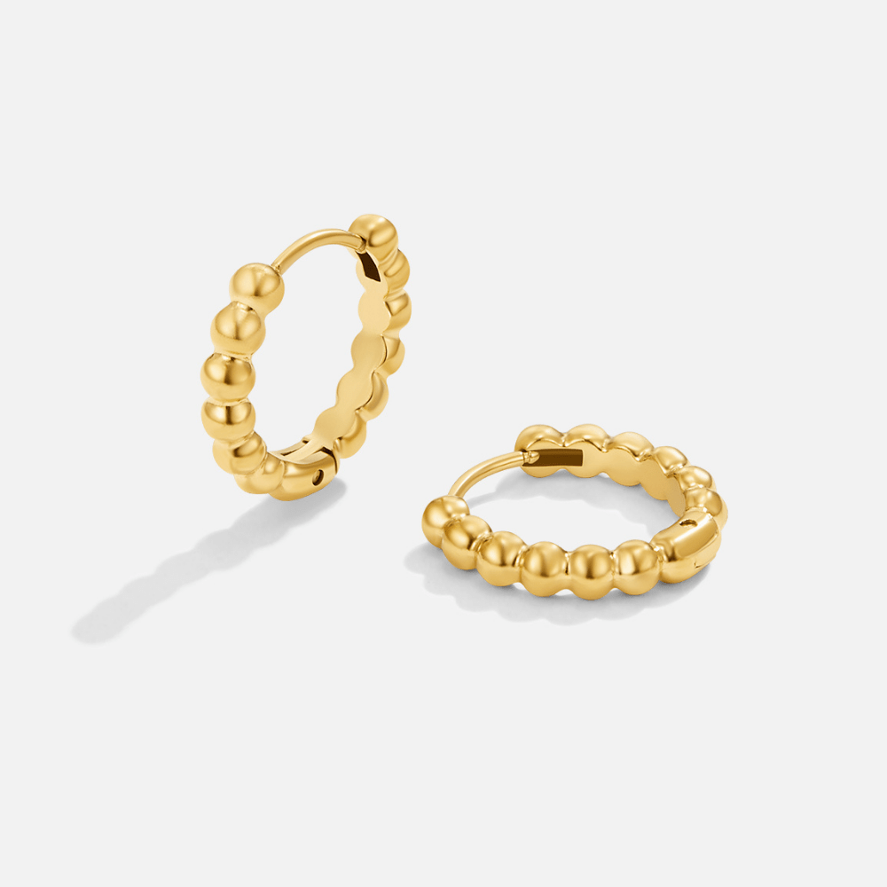 Leona Gold Bead Hoop Earrings