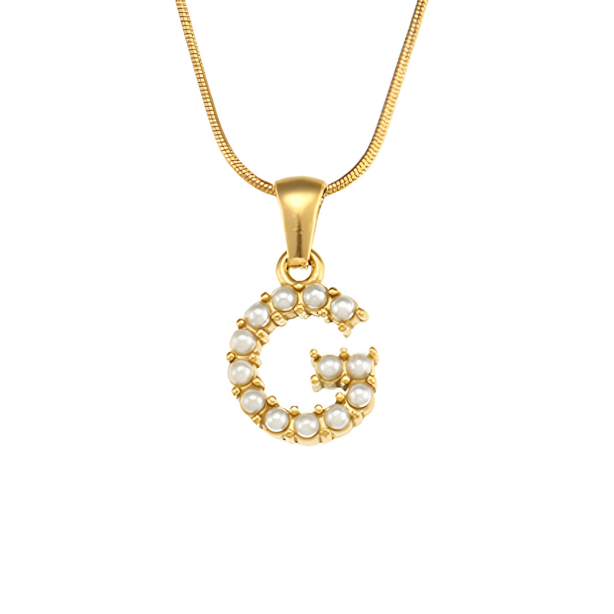 Letter Pearl Charm Necklace