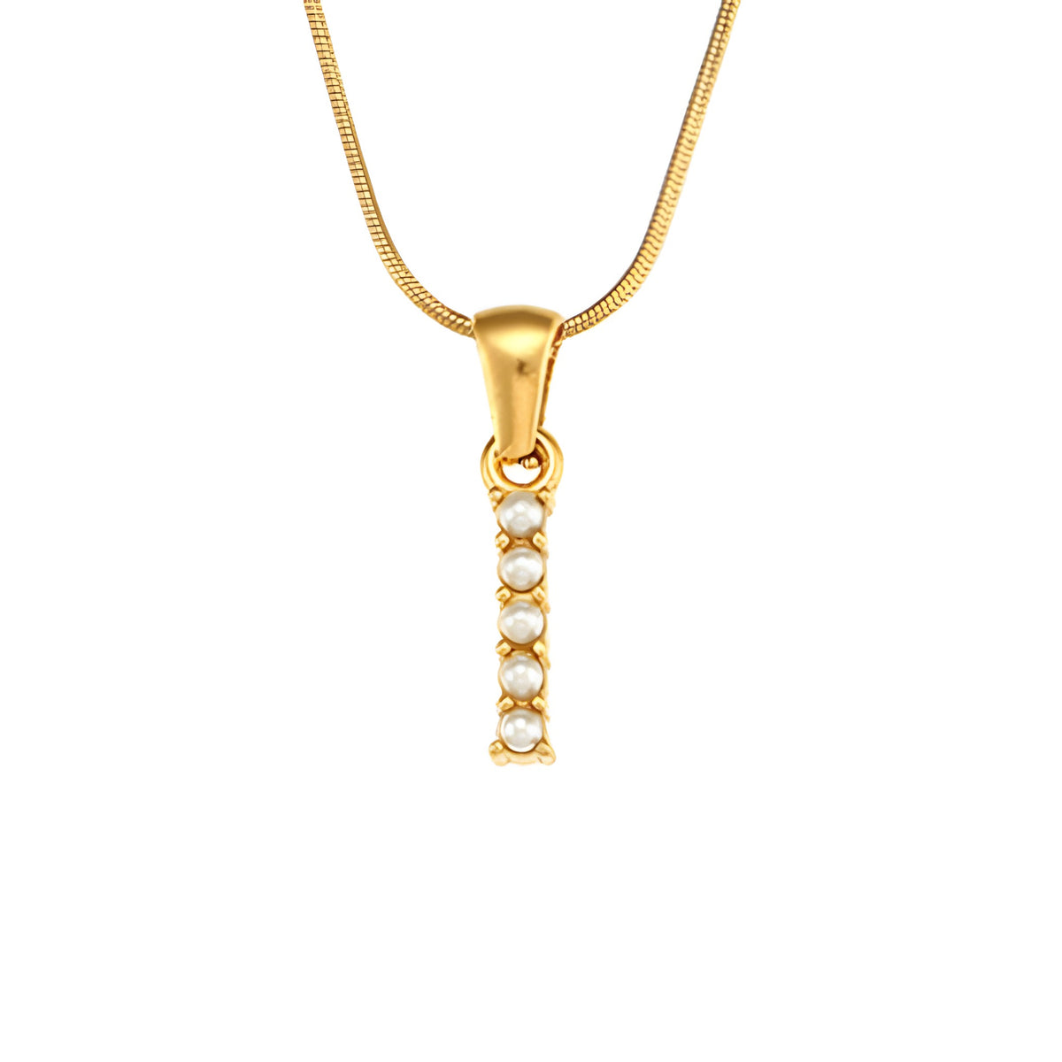 Letter Pearl Charm Necklace