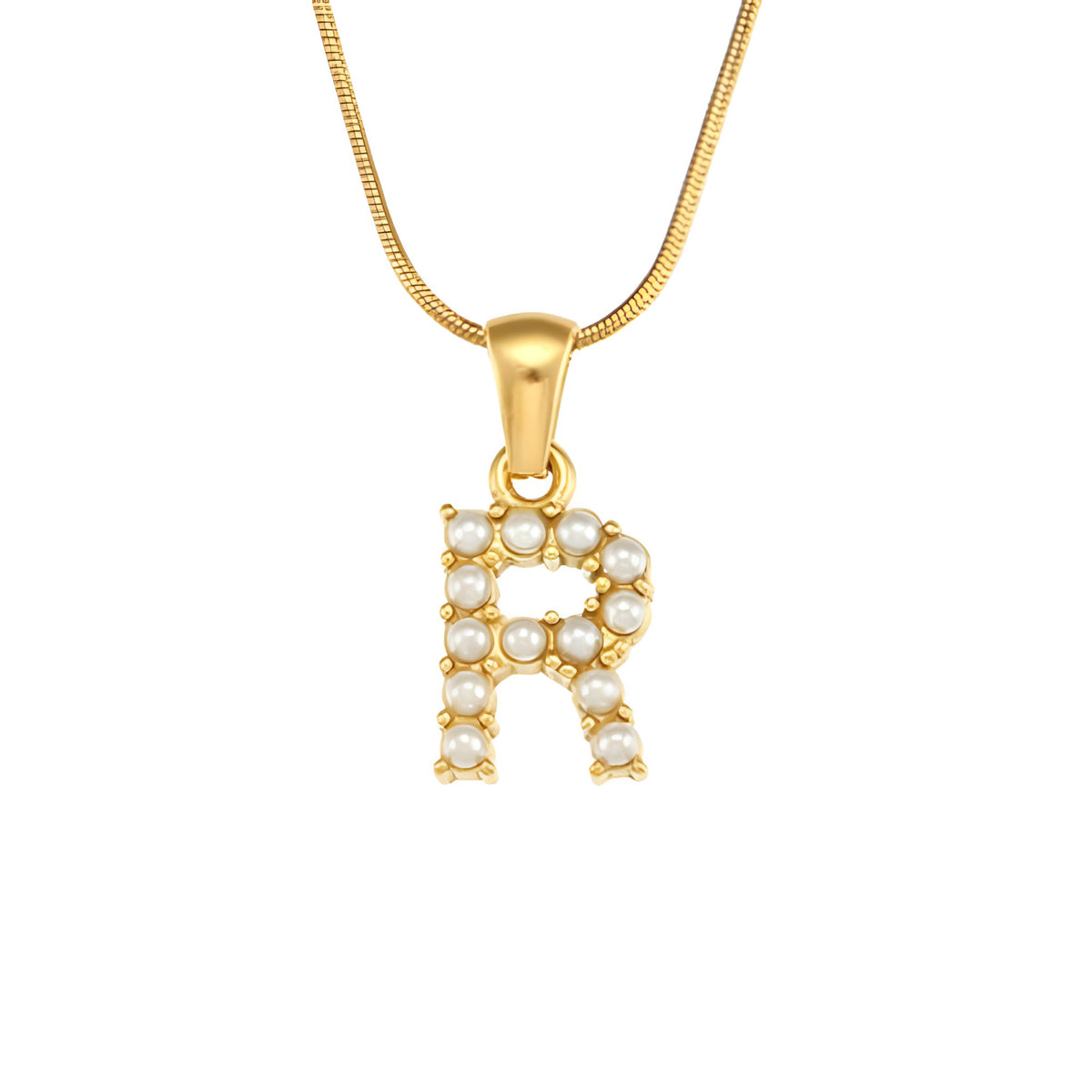 Letter Pearl Charm Necklace