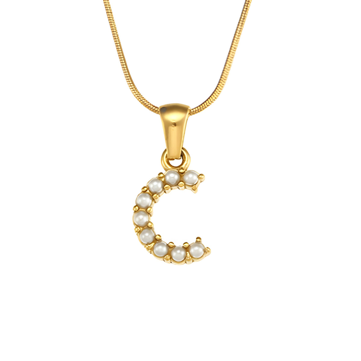 Letter Pearl Charm Necklace