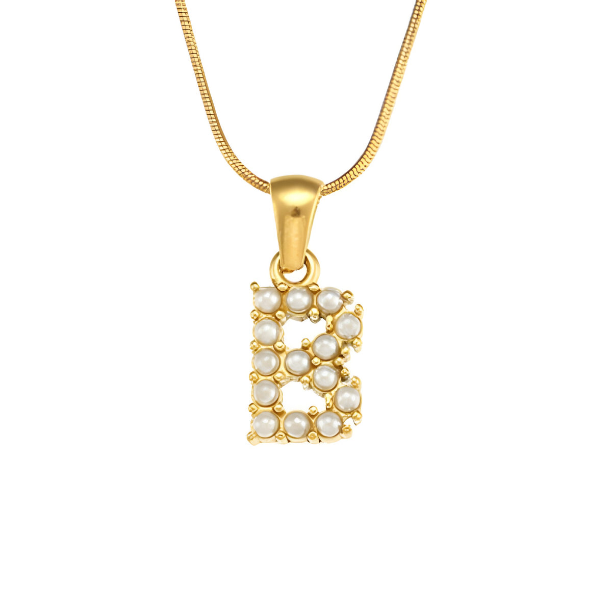 Letter Pearl Charm Necklace