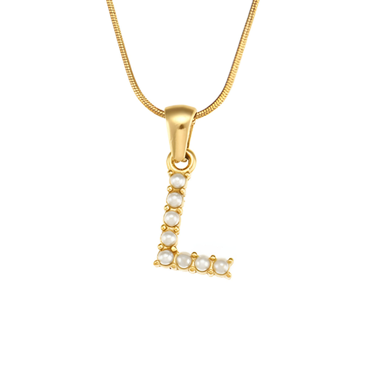 Letter Pearl Charm Necklace