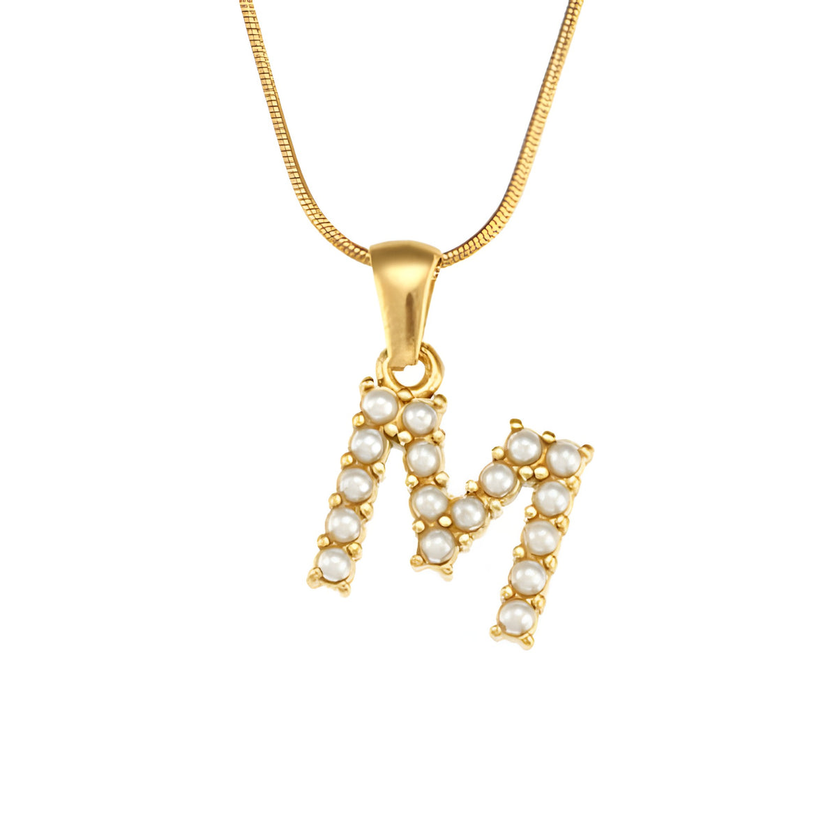 Letter Pearl Charm Necklace
