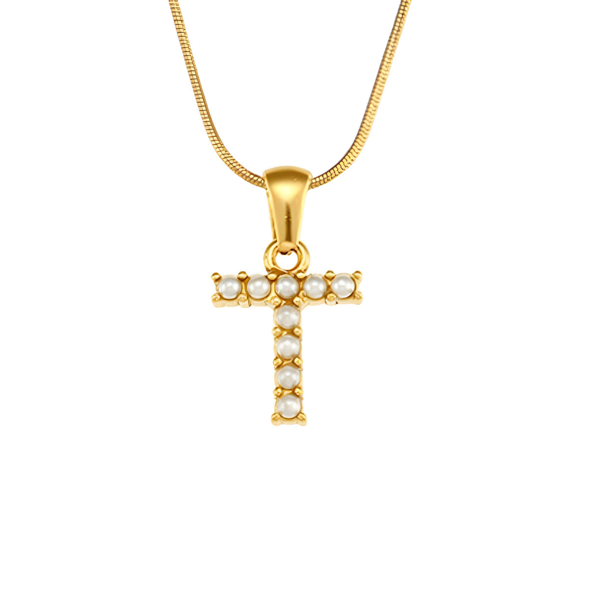 Letter Pearl Charm Necklace
