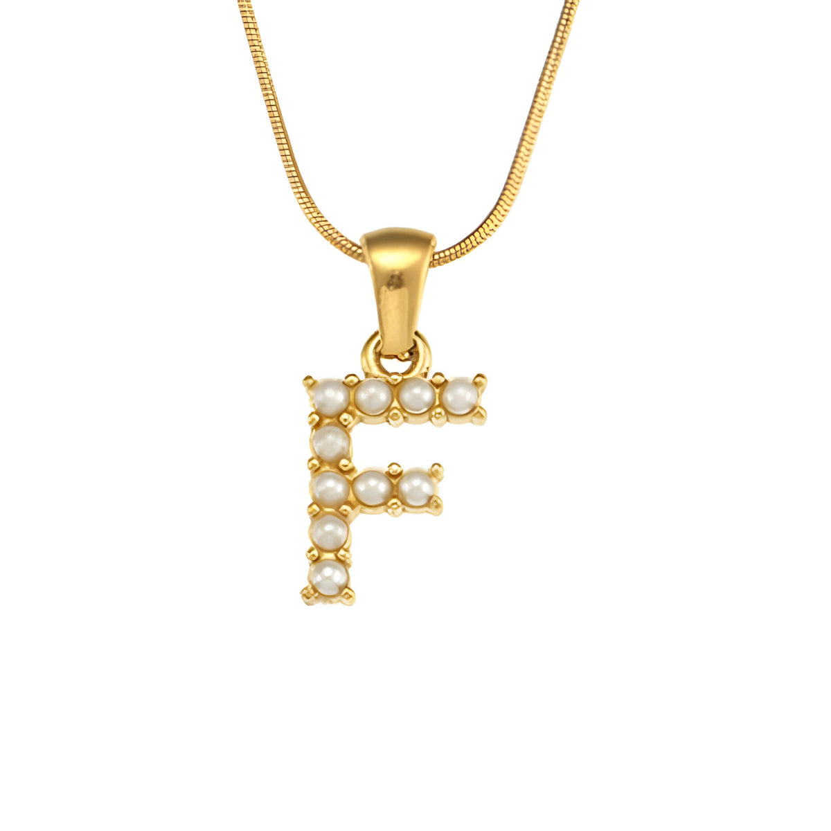 Letter Pearl Charm Necklace