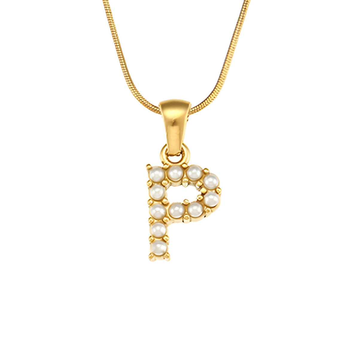 Letter Pearl Charm Necklace