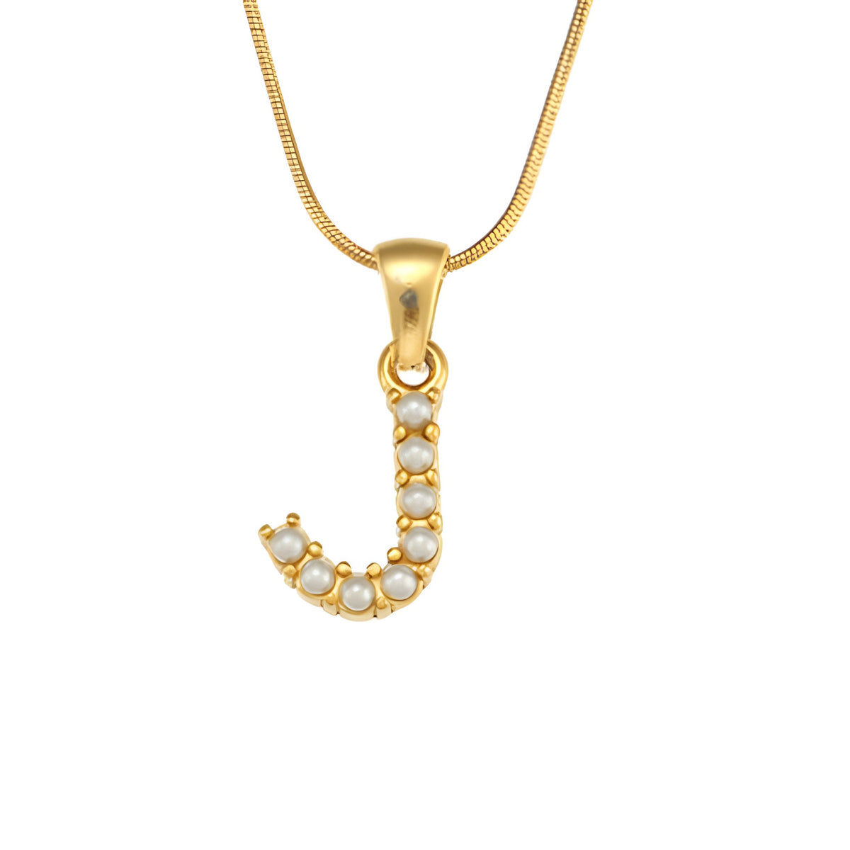 Letter Pearl Charm Necklace