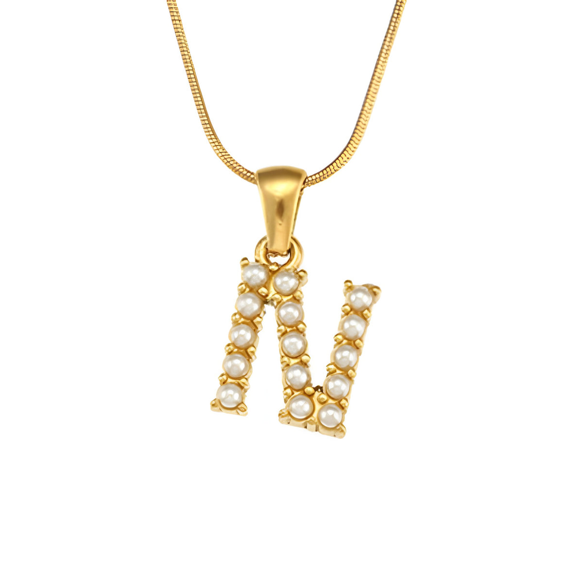 Letter Pearl Charm Necklace