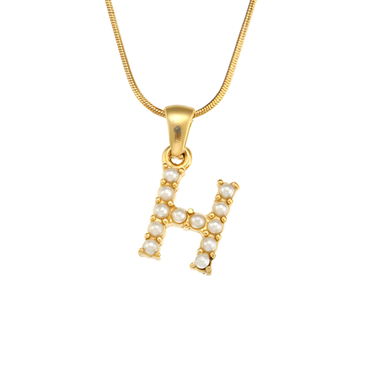 Letter Pearl Charm Necklace