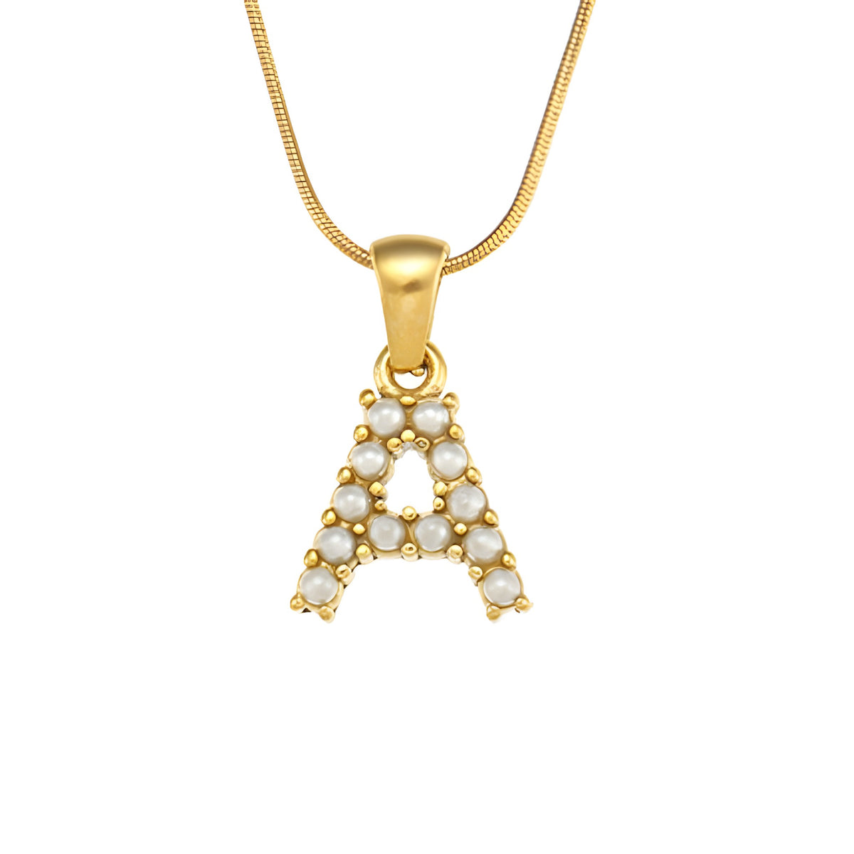 Letter Pearl Charm Necklace