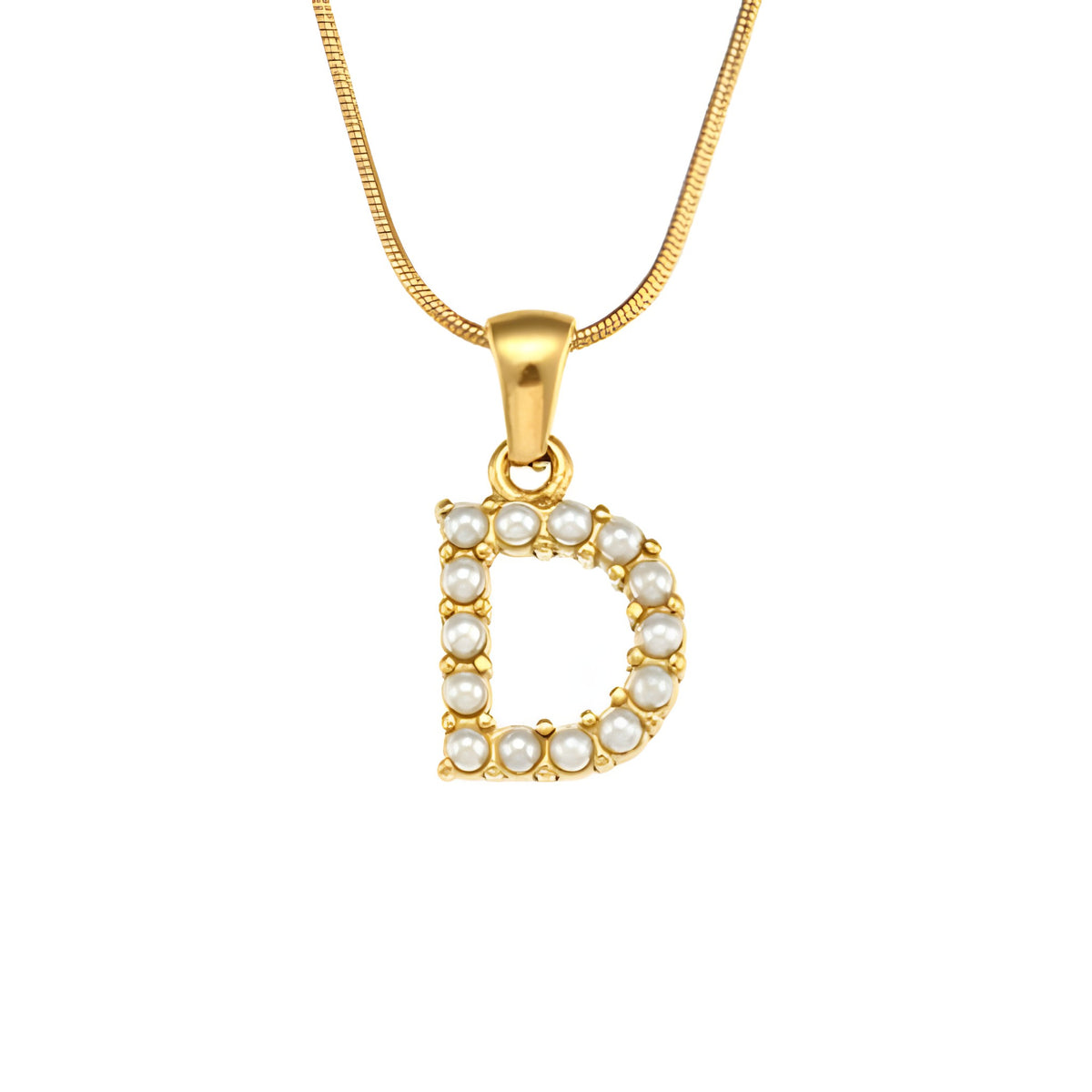 Letter Pearl Charm Necklace