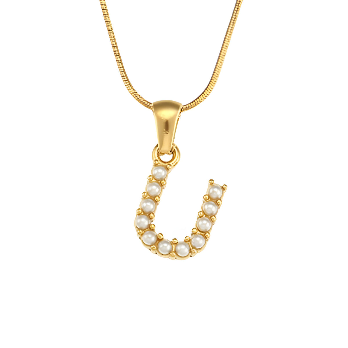 Letter Pearl Charm Necklace