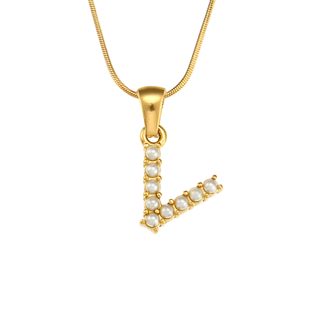 Letter Pearl Charm Necklace