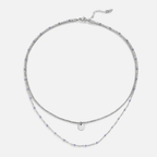 Lia Layered Silver Coin Bead Necklace