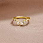 Lily Crystal Gold Vine Ring