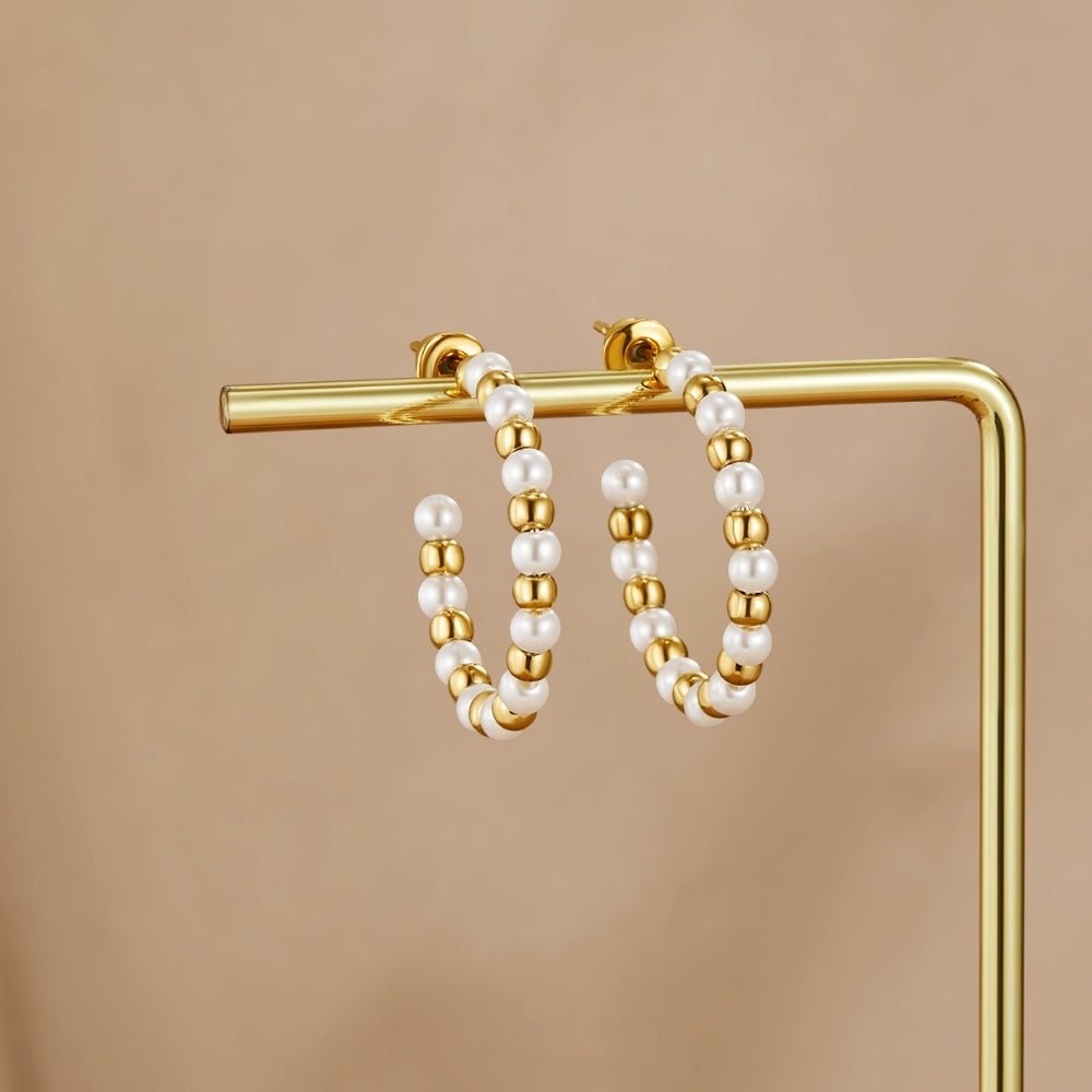 Maia Pearl & Gold Bead  Earrings