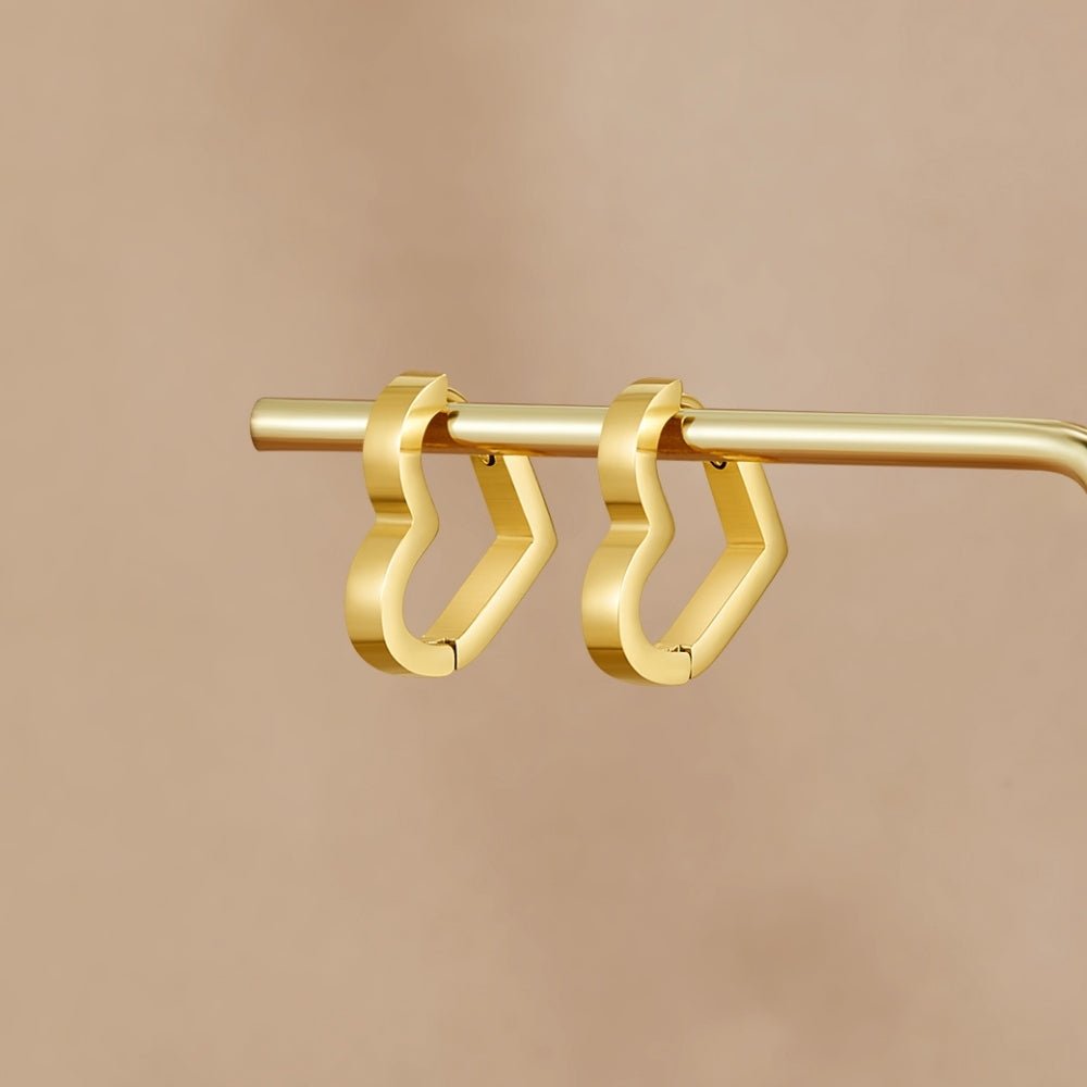 Mary Heart Gold Hoop Earrings
