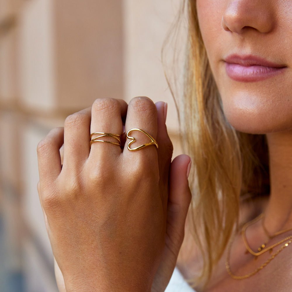 Melted Gold Heart Ring