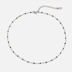 Mila Black Bead Silver Necklace