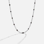 Mila Black Bead Silver Necklace