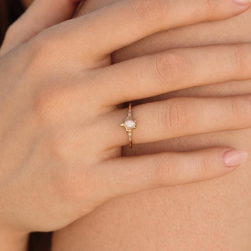 Opal Gold Turtle Ring
