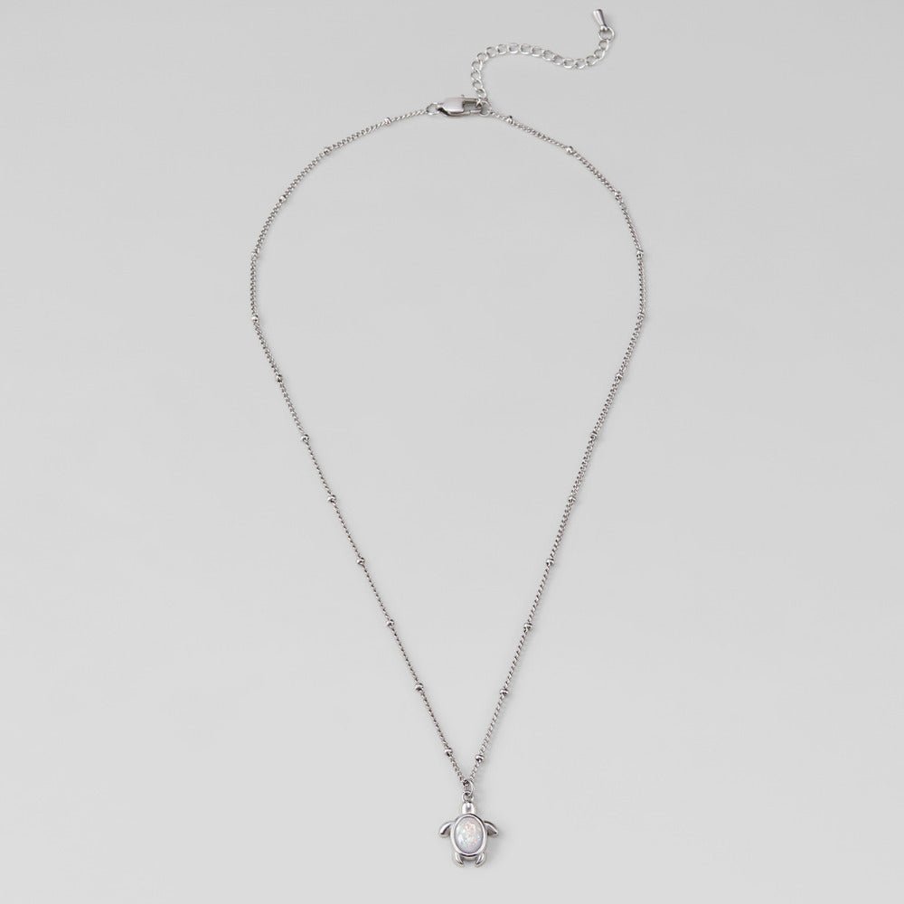 Opal Silver Turtle Pendant Necklace