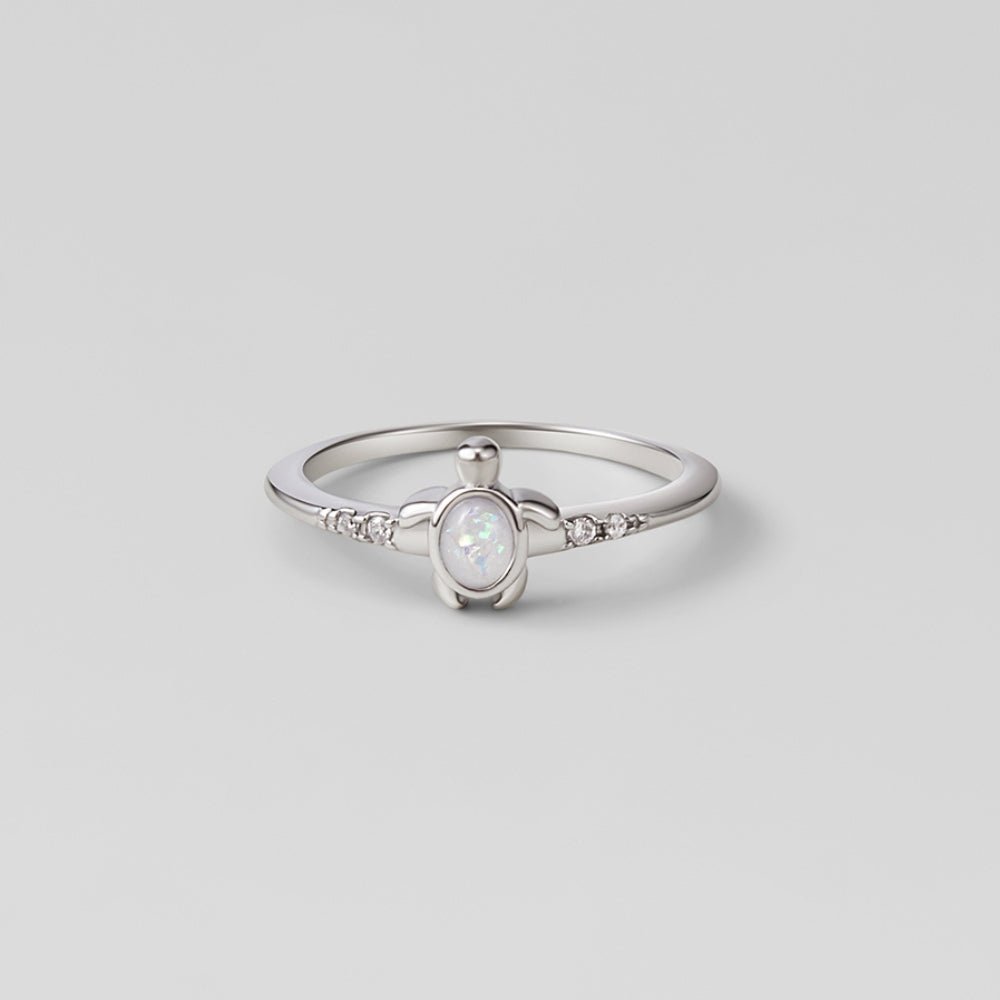 Opal Silver Turtle Ring