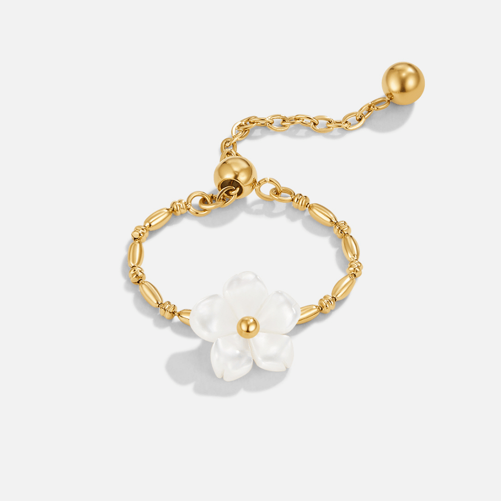 Pearl White Blossom Flower Ring