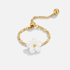 Pearl White Blossom Flower Ring