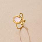 Pink Rose Crystal Gold Ring