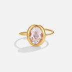 Pink Rose Crystal Gold Ring