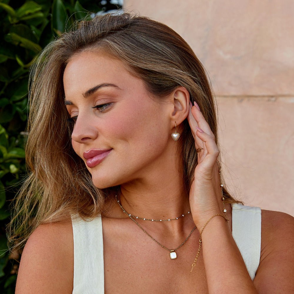 'Pure Heart' Pearl Hoop Earrings