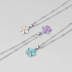 Purple Sakura Bloom Silver Necklace