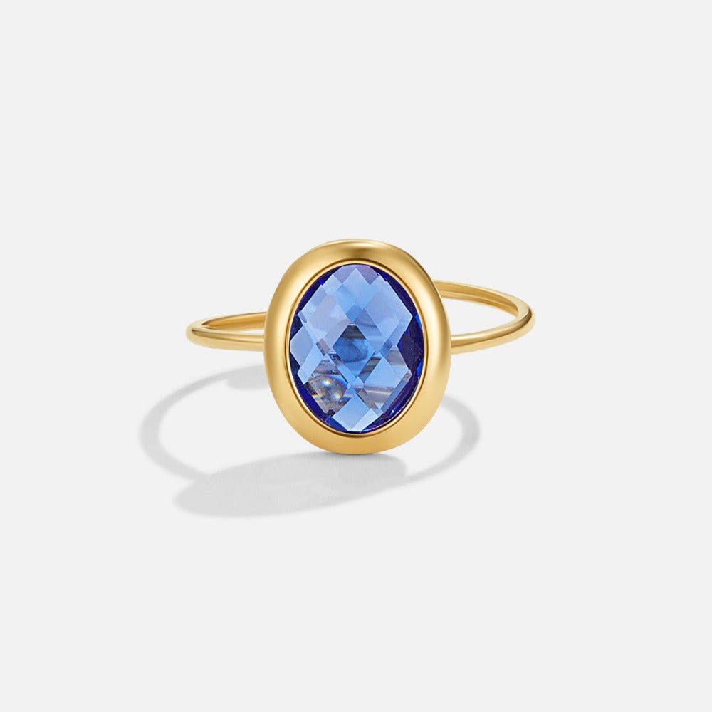 Sapphire Blue Crystal Gold Ring