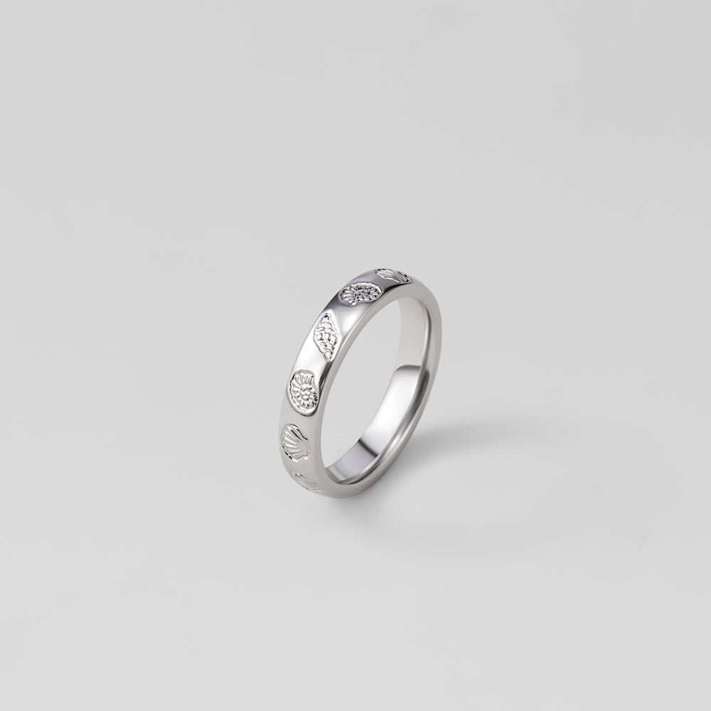 "Seascape" Engraved Silver Band Ring