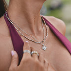 Silver Alashan Stone Bead Necklace