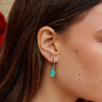 Silver Astoria Green Stone Hoop Earrings