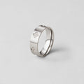 Silver Crystal Clover Band Ring